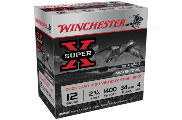 WINCHESTER SUPER X STEEL 12G 4 2-3/4 34GM (25 ROUNDS)